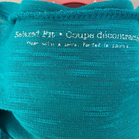 Relaxed fit women green & black embellished short sleeve knit top. Size 1X. Use. - Picture 8 of 9